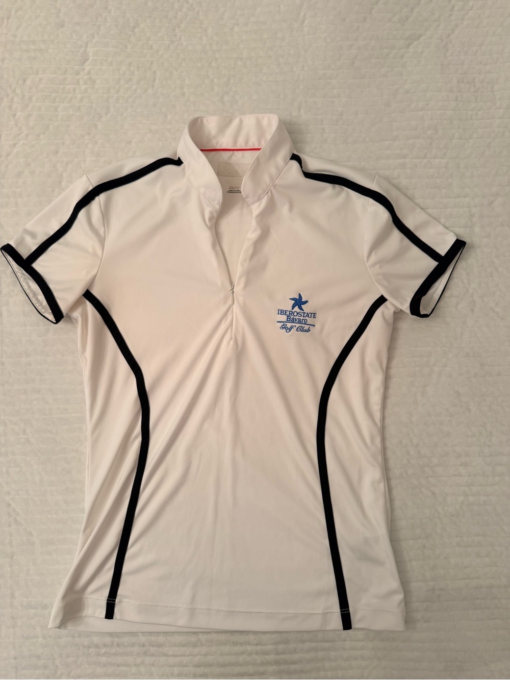 Greg Norman Collection White Swim Top with Black Trim